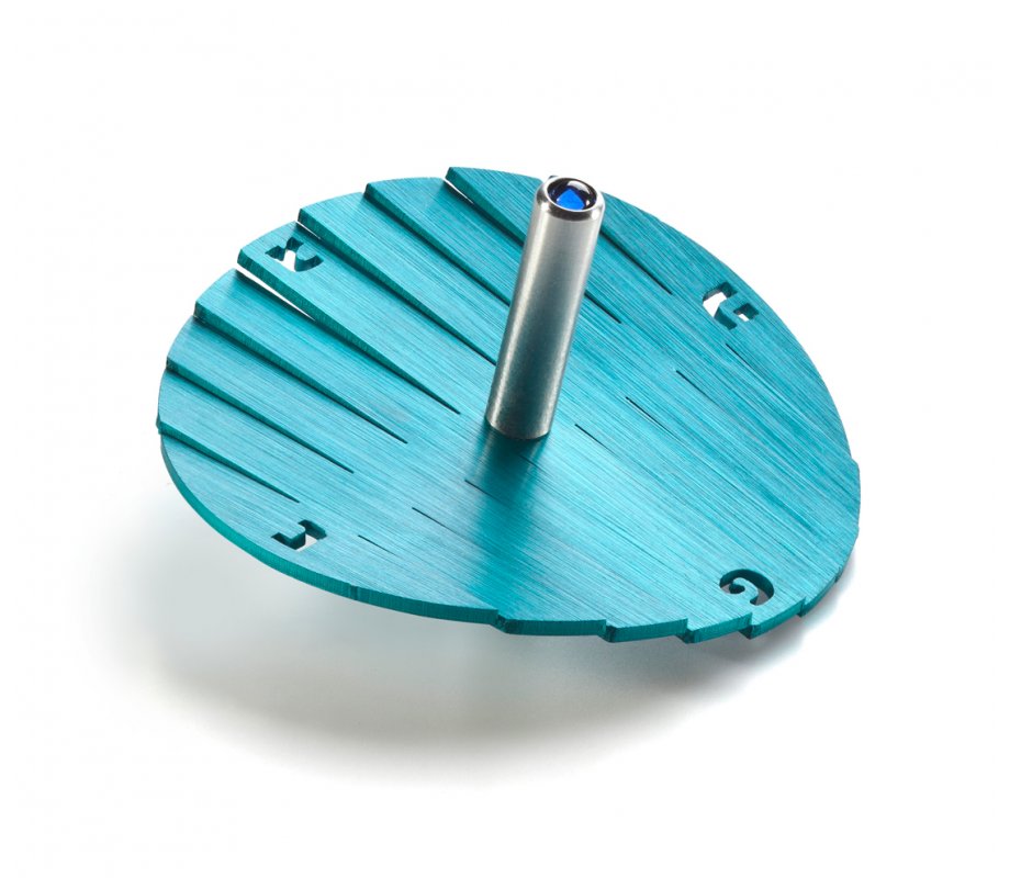 Anodized Aluminum Waves Hanukkah Dreidel, Turquoise - Adi Sidler