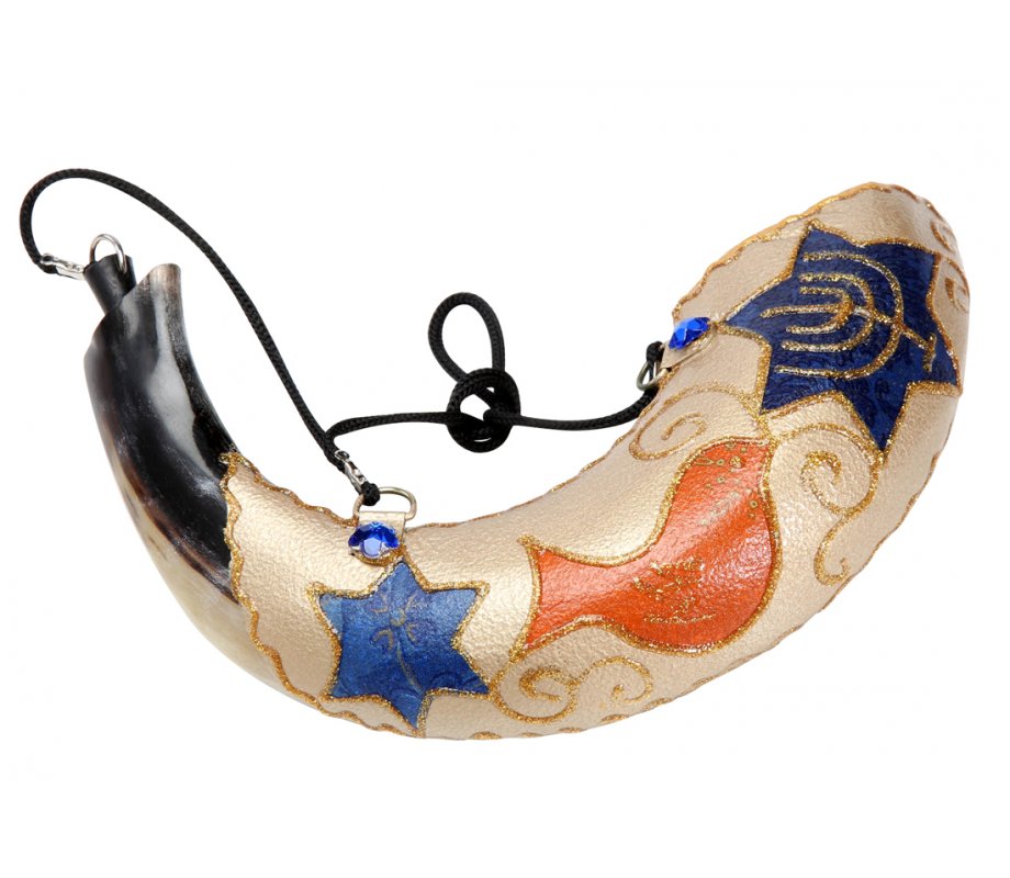 Anointing Ram's Horn Shofar with Painted Dove