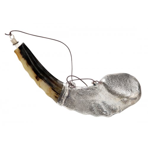 Anointing Rams Horn Shofar with Sterling Silver Lion of Judah