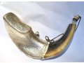 Anointing Rams Horn Shofar with Sterling Silver Lions Jerusalem
