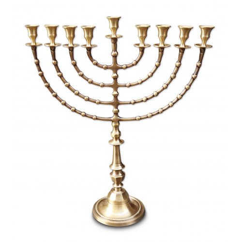 Antique Gold Color Hanukkah Menorah Traditional Design, Extra Large - 22 Inches