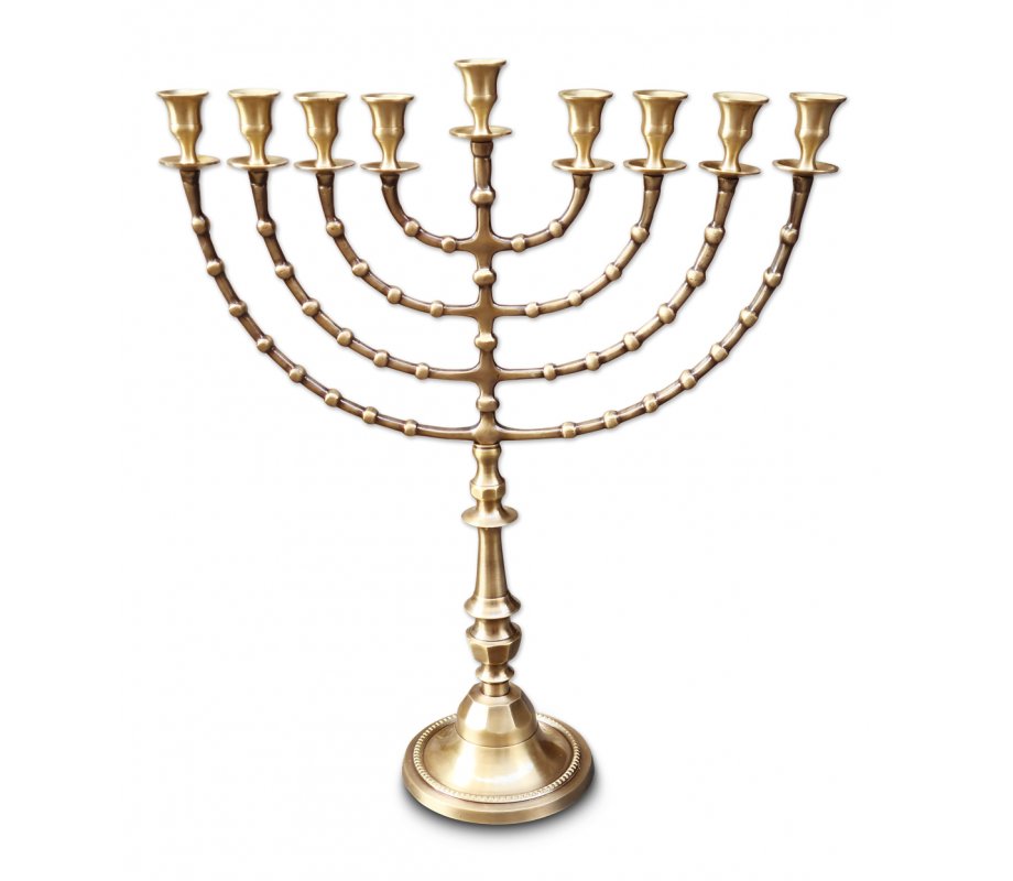 Antique Gold Color Hanukkah Menorah Traditional Design, Extra Large - 22 Inches