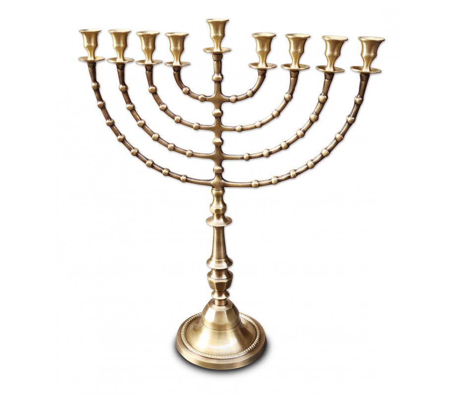 Antique Gold Color Hanukkah Menorah Traditional Design, Extra Large - 22 Inches