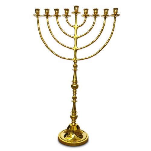 Antique Gold Hanukkah Menorah Traditional Design Extra Large - 36 Inches