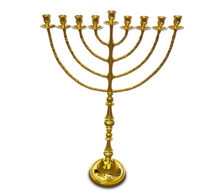 Antique Gold Hanukkah Menorah Traditional Design Extra Large - 36 Inches