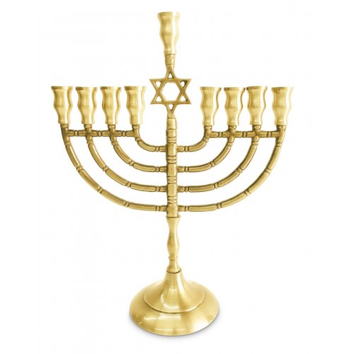 Antique Style Chanukah Menorah and Star of David, For Candles - 10 Inches