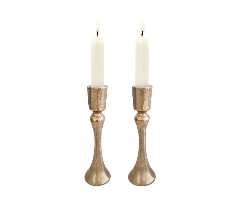 Antique Style Small Brass Candlesticks - Yair Emanuel
