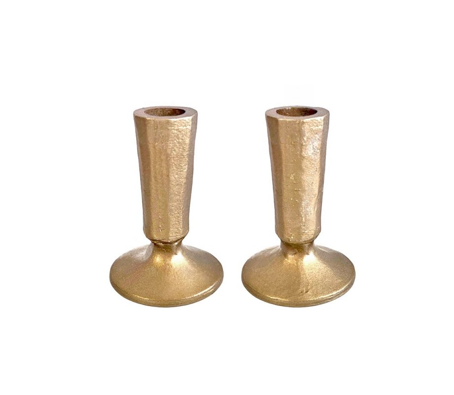 Antique Style Small Brass Candlesticks - Yair Emanuel