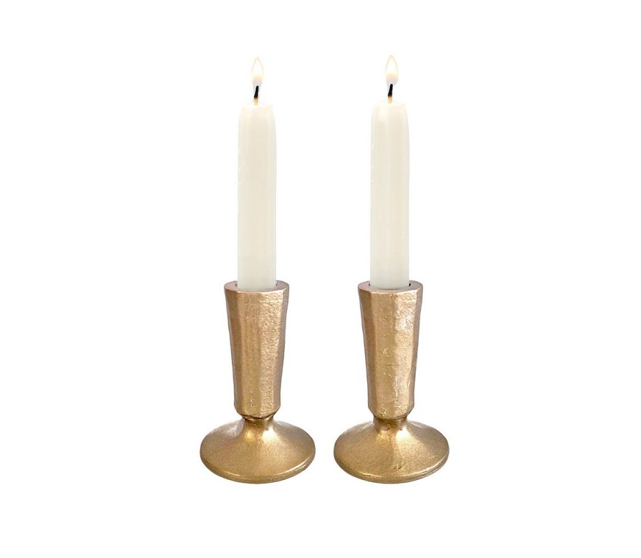 Antique Style Small Brass Candlesticks - Yair Emanuel