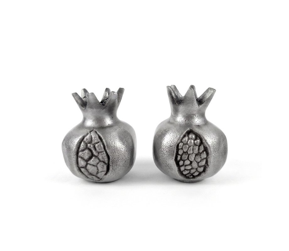 Antique Style Small Pomegranate Silver Color Candlesticks - Yair Emanuel