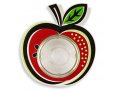 Apple Shaped Honey Dish with Glass Bowl, Red Black and Green - Dorit Judaica