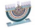 Arc Hanukkah Menorah with Colorful Pomegranates, for Oil - Dorit Judaica