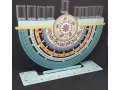 Arc Hanukkah Menorah with Colorful Pomegranates, for Oil - Dorit Judaica