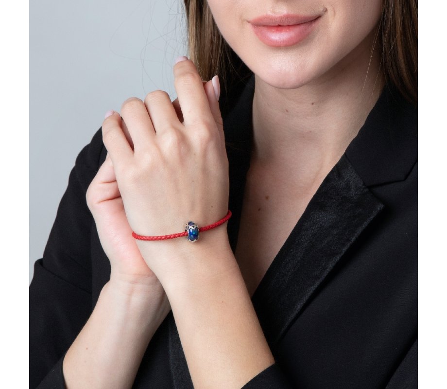 Bead Bracelet Charm, Sterling Silver Star of David on Eilat Stone