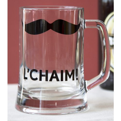 Beer Pint Glass, Le'chaim in Hebrew or English - Barbara Shaw