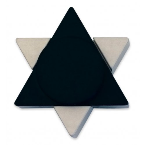Black Anodized Aluminum Travel Shabbat Candlesticks, Star of David - Avner Agayof