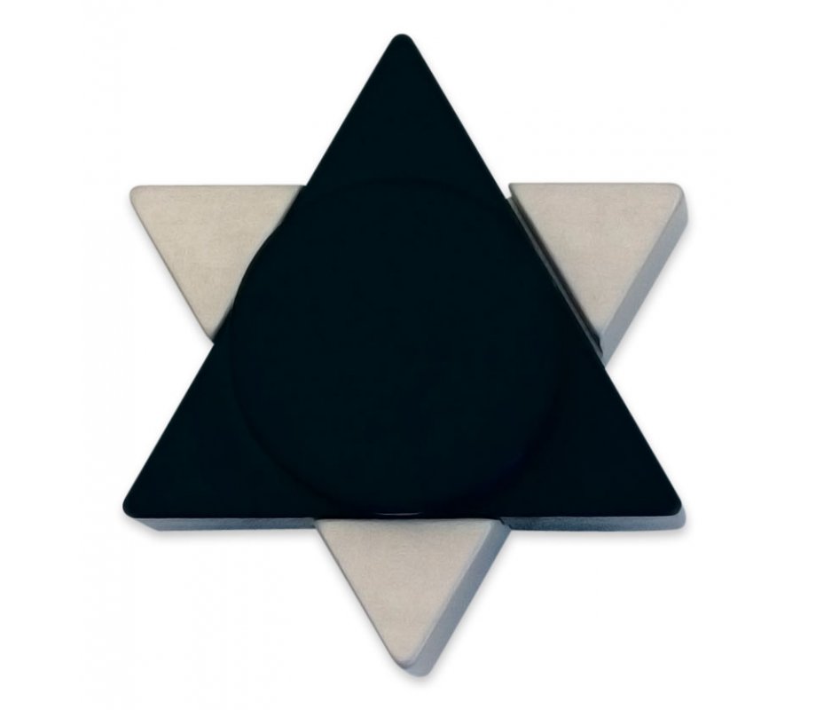 Black Anodized Aluminum Travel Shabbat Candlesticks, Star of David - Avner Agayof