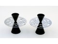 Black Contemporary Candlesticks, Shabbat Shalom Disc - Avner Agayof