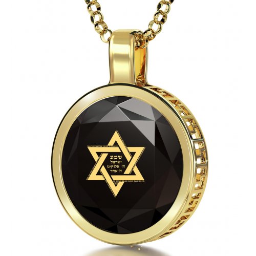 Black Shema Star of David Goldfilled Pendant By Nano Jewelry