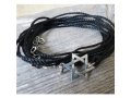 Black String Triple Wrap Men's Bracelet with Oxidized Silver-Plated Star of David