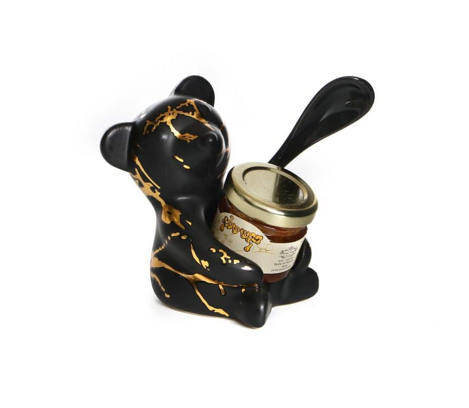 Black and Gold Ceramic Bear Honey Dish for Rosh Hashanah