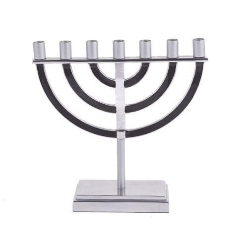 Black and Silver 7 Branch Menorah with Classic Design - Yair Emanuel
