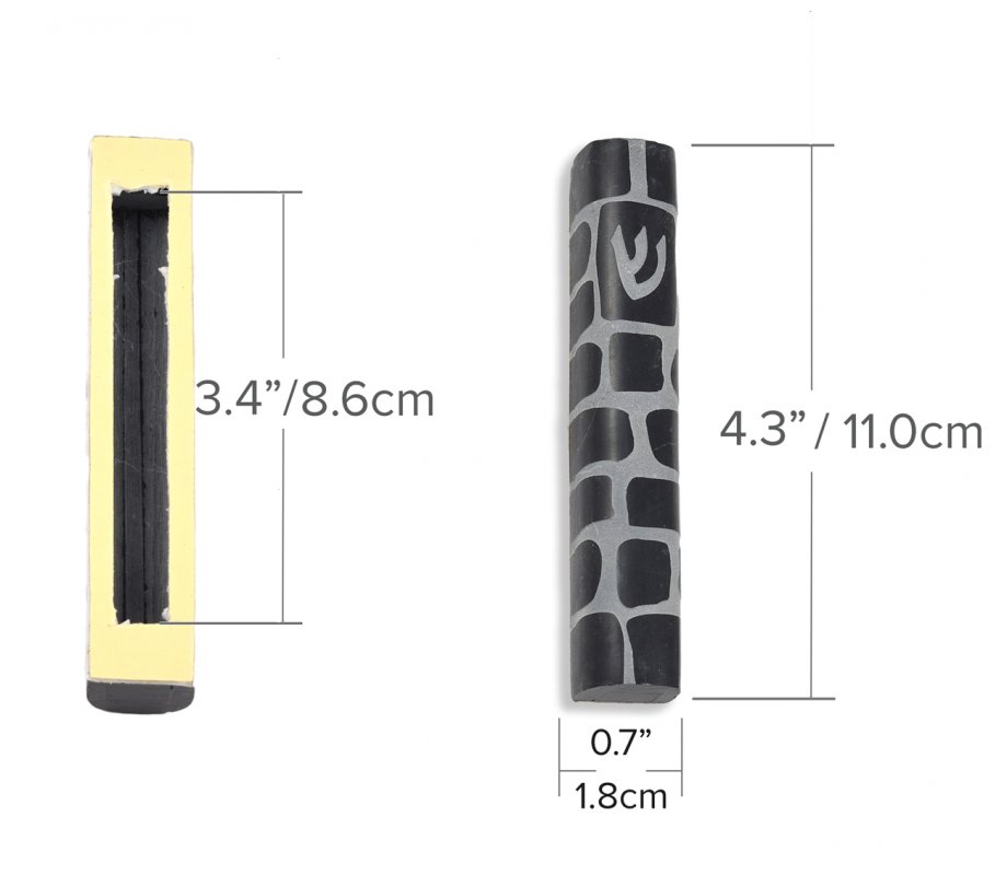 Black and White Jerusalem Stone Mezuzah Case with Western Wall Image - 4.3