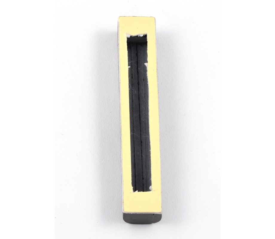 Black and White Jerusalem Stone Mezuzah Case with Western Wall Image - 4.3