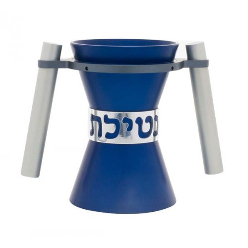 Blue Angular Anodized Aluminum Wash Cup, Natla - Avner Agayof