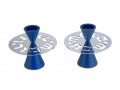 Blue Contemporary Candlesticks, Shabbat Shalom Disc - Avner Agayof