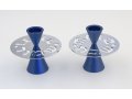 Blue Contemporary Candlesticks, Shabbat Shalom Disc - Avner Agayof