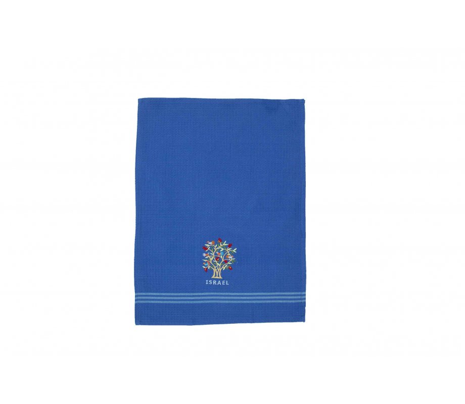 Blue Dish Towel with Pomegranate Tree - Yair Emanuel
