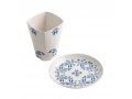 Blue Flower Design Israel Museum Ceramic Kiddush Cup and Plate
