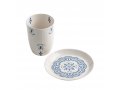 Blue Flower Israel Museum Ceramic Kiddush Cup and Plate
