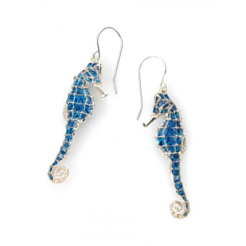 Blue Seahorse Earrings by Adina Plastelina