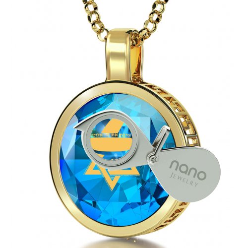 Blue Shema Star of David Goldfilled Pendant By Nano Jewelry