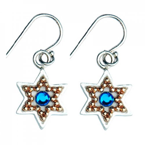 Blue Stone Star of David Earrings - Shahaf