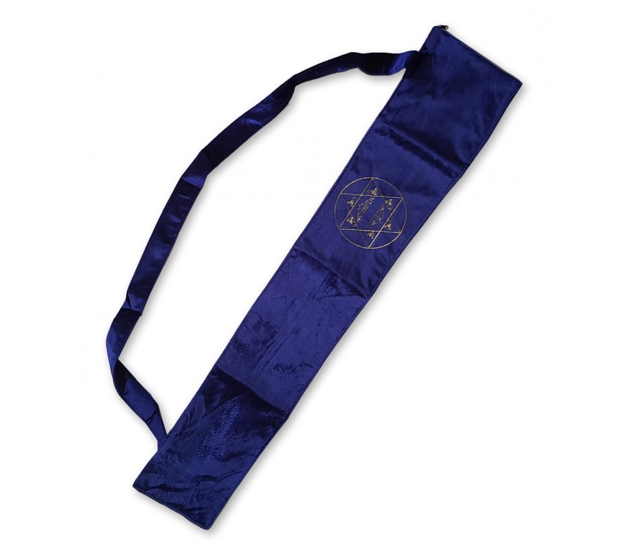 Blue Velvet Yemenite Shofar Pouch - Embroidered Gold Jerusalem & Star of David
