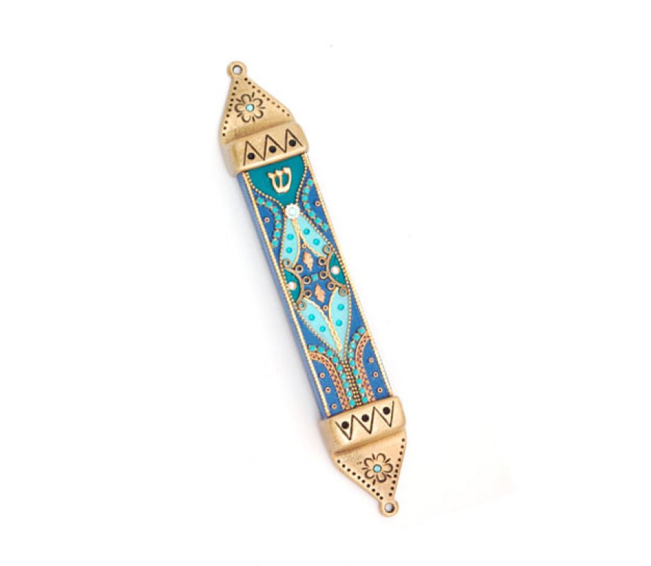 Blue and Green Mezuzah Case - Ester Shahaf