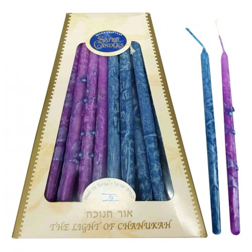 Blue and Purple Handmade Dripless Decorative Chanukah Candles