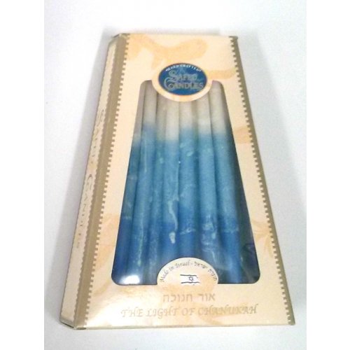 Blue and White Handmade Dripless Decorative Hanukkah Candles