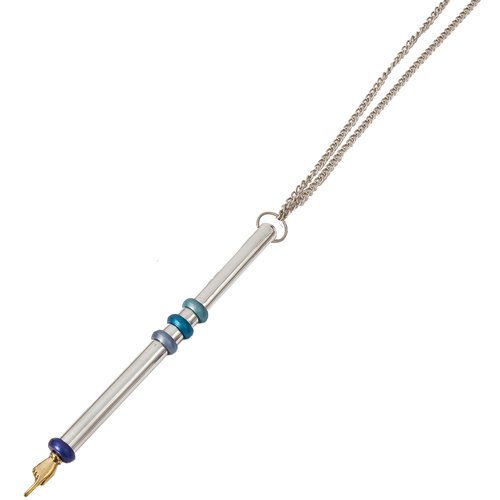 Blue rings on Anodized Aluminum Silver Torah Pointer Yad - Yair Emanuel