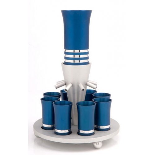 Blue-Silver Anodized Aluminum Kiddush Fountain - Agayof