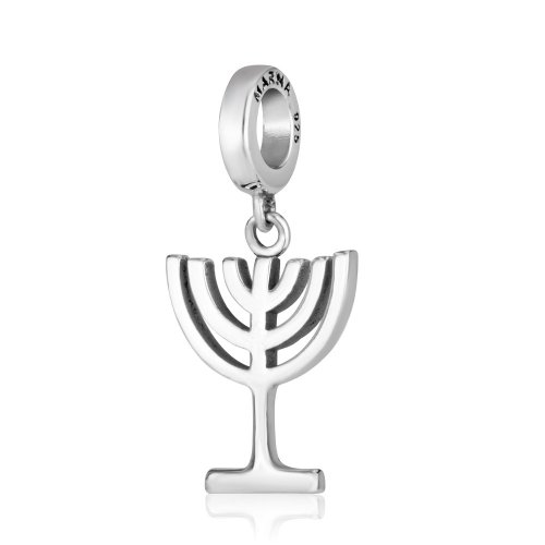 Bracelet Charm, 7-Branch Temple Menorah - Sterling Silver