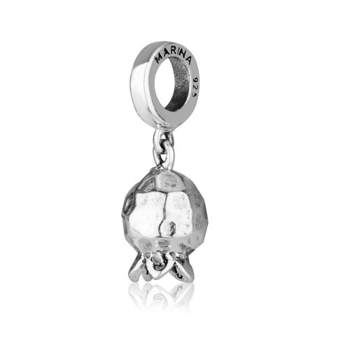 Bracelet Charm, Hammered Pomegranate - Sterling Silver