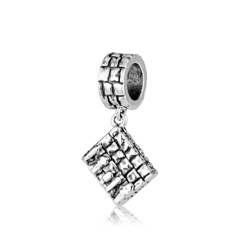 Bracelet Charm with Engraved Praying at Western Wall - Sterling Silver
