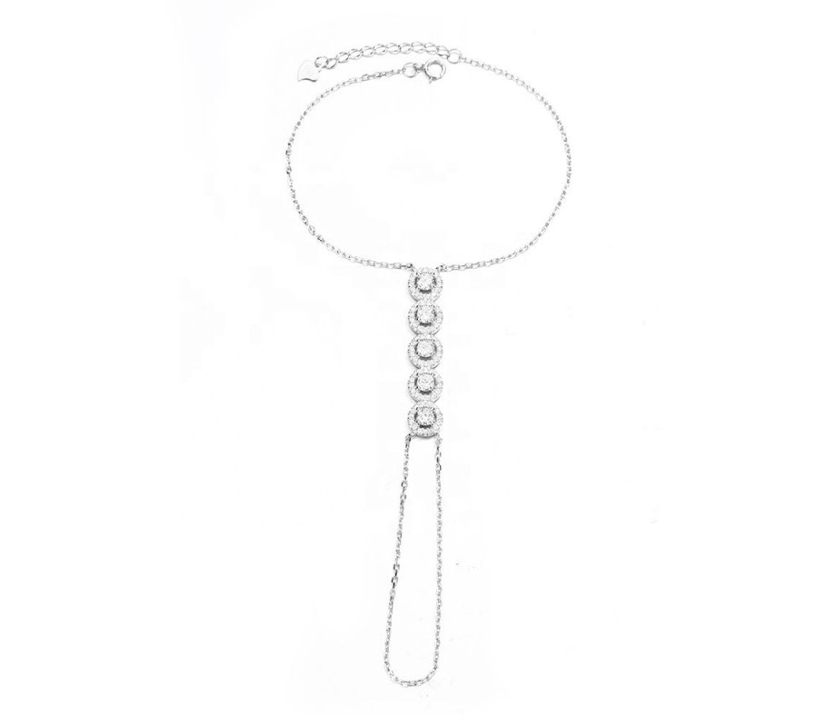 Bracelet Ring with Zircon Decorated Chain – Sterling Silver