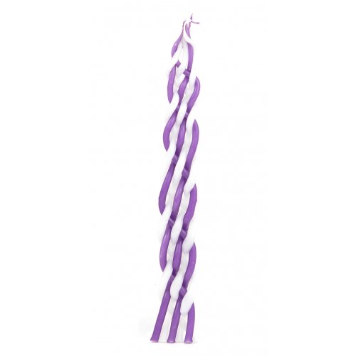 Braided Handcrafted Beeswax Havdalah Candle - Purple and White