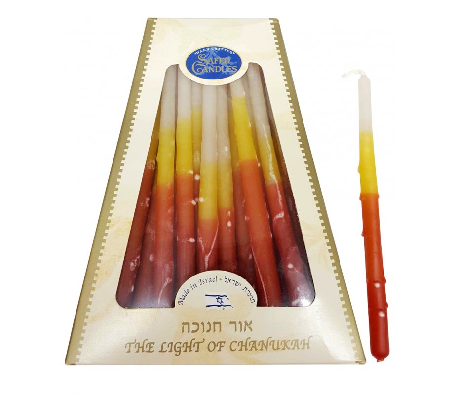 Bright Flame Colors Safed Dripless Chanukah Candles