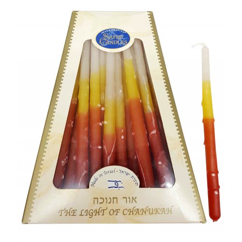 Bright Orange, Yellow and White handmade Dripless Chanukah Candles